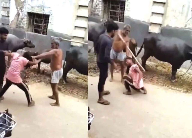 बूढ़े ने बरसाए लड़की पर डंडे